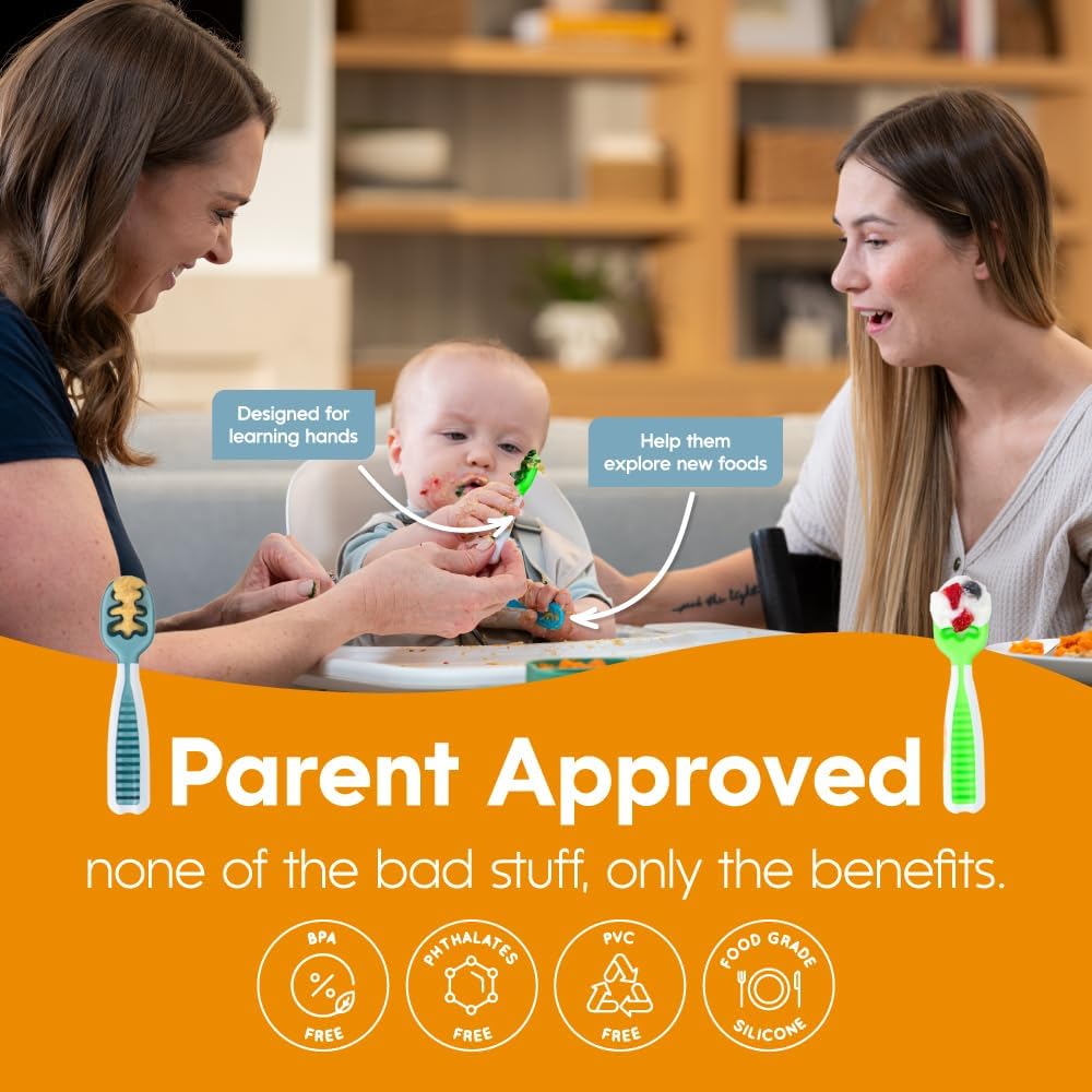 NumNum Baby Spoons Set - Silicone Pre-Spoon GOOtensils for Baby Led Weaning | 6-Pack, BPA-Free, Ages 6+ Months
