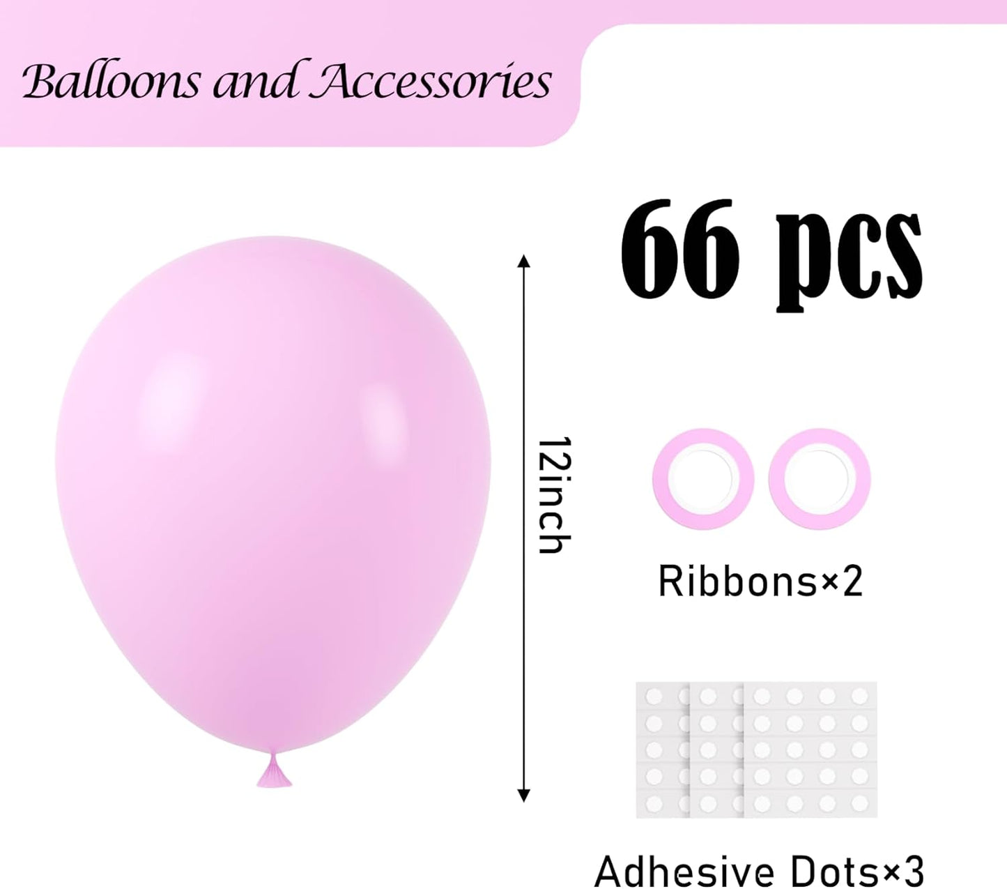 Voircoloria Pink Balloons - 66-Pack 12-Inch Latex Balloons for Weddings, Birthdays & Celebrations