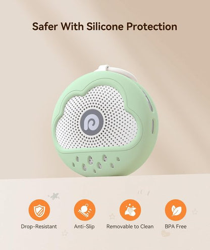 Dreamegg White Noise Machine - Portable Baby Sound Machine with 21 Soothing Sounds & Silicone Cover | Green