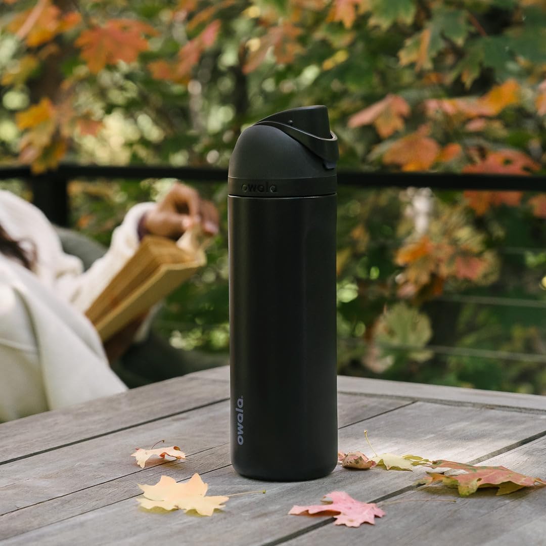 Owala FreeSip Insulated Stainless Steel Water Bottle - BPA-Free, 24 Oz, Ideal for Travel - Very Dark