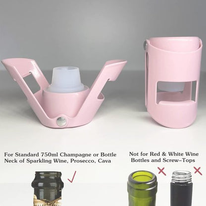 HYZ Champagne Stoppers - Stainless Steel Sparkling Wine Bottle Stopper with Pure Silicone Air Tight Seal - Professional Wine Saver for Champagne，Prosecco and Cava (2Pack Pink)