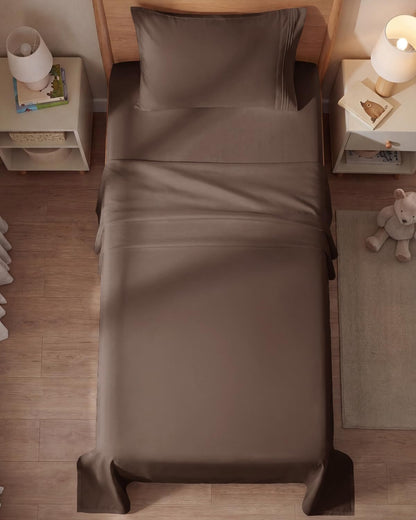 Skiennix Twin Size Sheet Set - Comfy Cooling Bed Sheets - Ultra-Soft, Deep Pockets, Wrinkle-Free - Brown