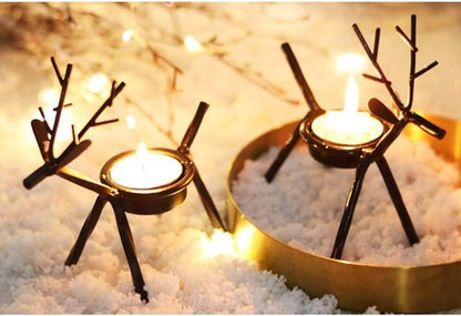 BestAlice Reindeer Tealight Holders - 2 Pack Metal Christmas Candle Holders for Holiday Decor