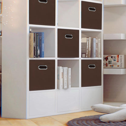 Skiennix Foldable Storage Cubes - Fabric Organizer Bins with Dual Handles for Home | Coffee Color