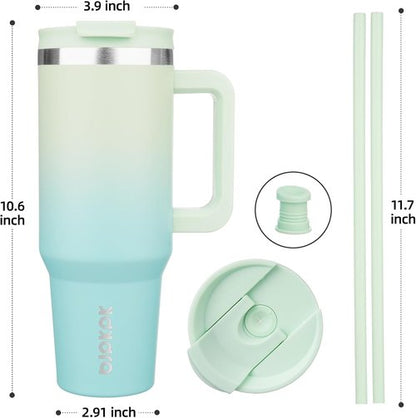 BJPKPK 40 Oz Insulated Tumbler - Stainless Steel Cup With Lid & Straw | Mint Color, Perfect For All Day Use