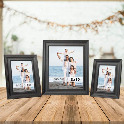 LaVie Home 5x7 Picture Frames (1 Pack, Black) Rustic Photo Frame Set with High Definition Glass for Wall Mount & Table Top Display