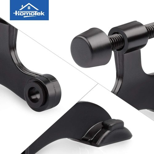 HOMOTEK Heavy Duty Adjustable Door Stopper - 2 Pack Black Hinge Pin Design | 2-1/2"x1-3/4" with Rubber Bumpers