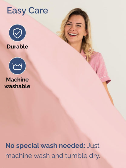 Skiennix Extra Deep Twin Sheet Set | 4-Piece Breathable Cooling Bedding - Soft, Wrinkle-Free Baby Pink