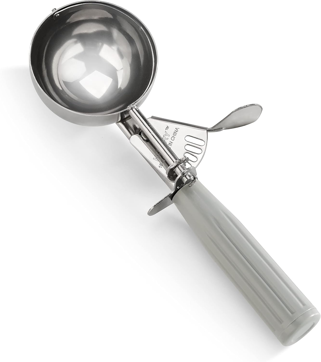 New Star Foodservice Commercial-Grade Ice Cream Scoop - 4 Oz Thumb Press, 18/8 Stainless Steel, Grey