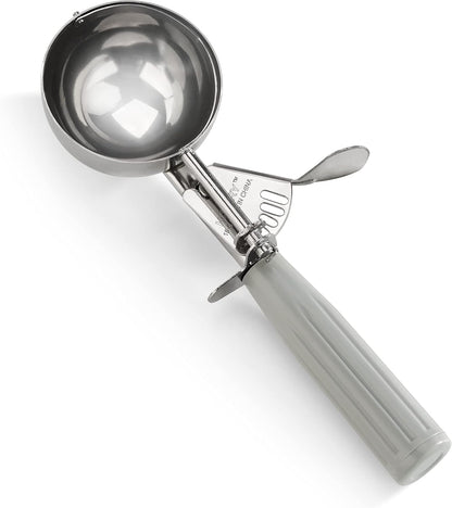 New Star Foodservice Commercial-Grade Ice Cream Scoop - 4 Oz Thumb Press, 18/8 Stainless Steel, Grey