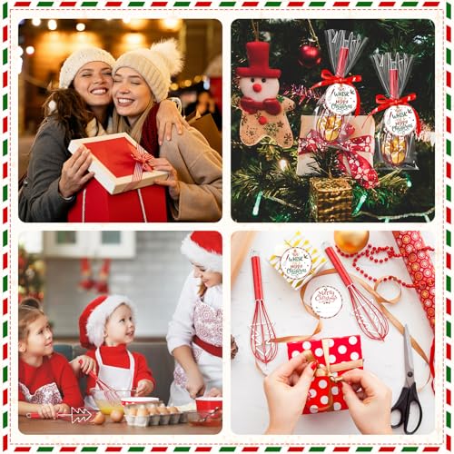Christmas Gift Set of Silicone Wire Whisks with Cards Ribbons & Bags - 6 Sets