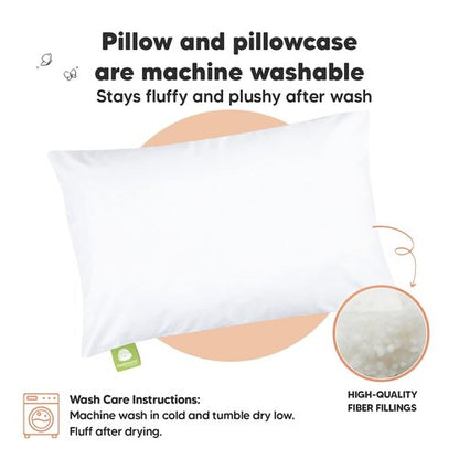 KeaBabies Toddler Pillow - Soft Cotton Baby Cushion with Pillowcase | 13x18 Size for Kids