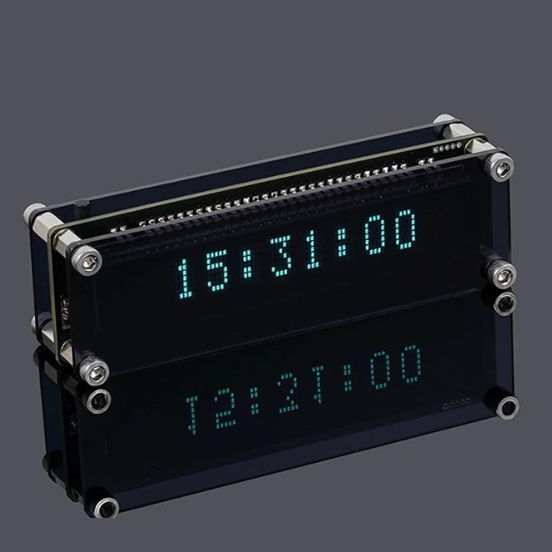 Fluorescent Display Clock with WiFi Time Sync – Large Digital Desk Clock with Adjustable Brightness