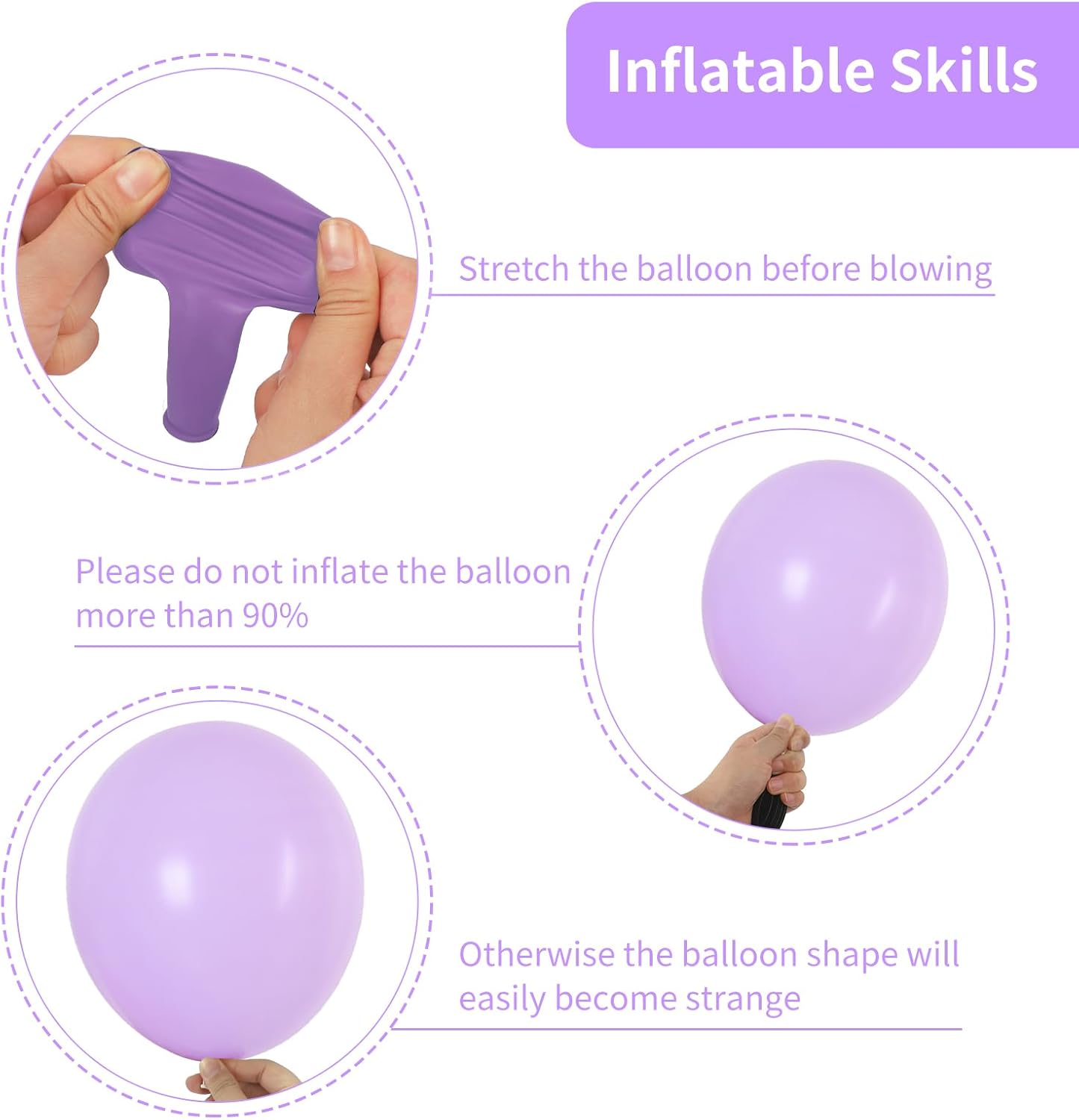 RUBFAC Pastel Purple Balloon Arch Kit - 129pcs Light Lavender Balloons for Birthday & Wedding Decor | Various Sizes 5-18 Inches