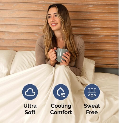 Full XL Bed Sheet Set by Hotel Luxury | 4-Piece Soft, Breathable & Cooling Bedding - Off White