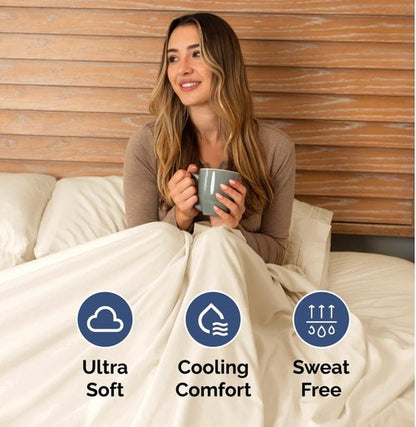 Full XL Bed Sheet Set by Hotel Luxury | 4-Piece Soft, Breathable & Cooling Bedding - Off White