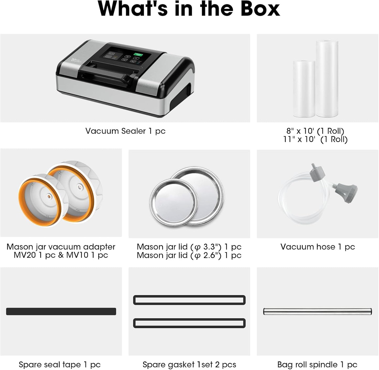 Vesta Precision Vacuum Sealer Machine - Smart Heat Sealing for Liquid & Moist Foods | Includes Built-In Cutter & Mason Jar Kit