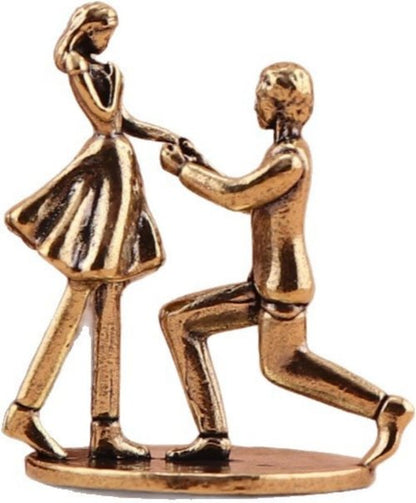 Brass Statues | Mini Brass Figurine - Romantic Couple Proposal Decor for Weddings & Anniversaries