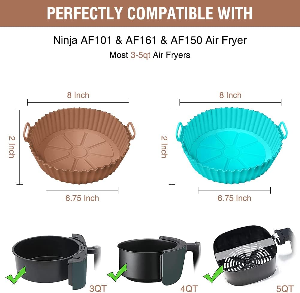 Ninja Air Fryer Silicone Liners - Perfect Fit for 3 to 5 QT Air Fryers | Better Than Parchment Paper