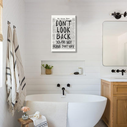 Skiennix Retro Black and White Newspaper Wall Art - "Don't Look Back" Positive Canvas Print | 12x18 Inch Unframed Aesthetic Poster for Bedroom Decor