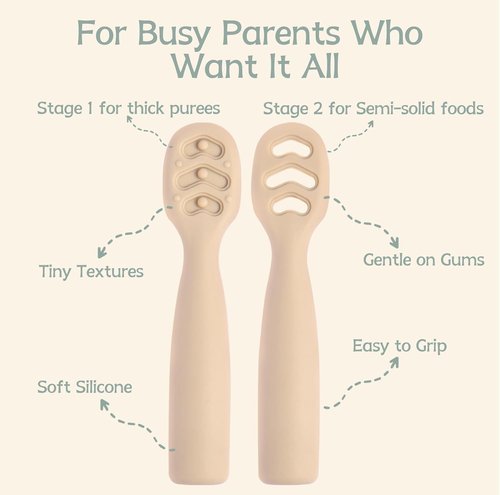Eascrozn Baby Spoons - Self-Feeding Utensils for 6+ Months | BPA-Free Silicone, 6-Pack Set