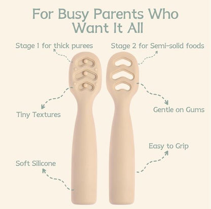 Eascrozn Baby Spoons - Self-Feeding Utensils for 6+ Months | BPA-Free Silicone, 6-Pack Set