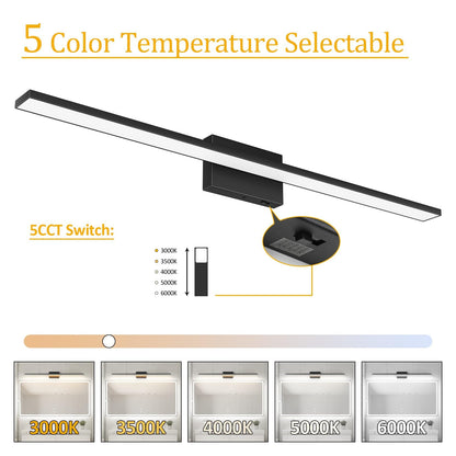 Ralbay 5 Color Temperature Dimmable Black Bathroom Vanity Light Bar 40inch 30W Acrylic LED Modern Matte Black Bathroom Wall Lighting Fixtures Over Mirror