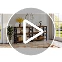 LITTLE TREE Rustic Brown & Black 70.9-Inch 3-Tier Console Table with Storage Shelves