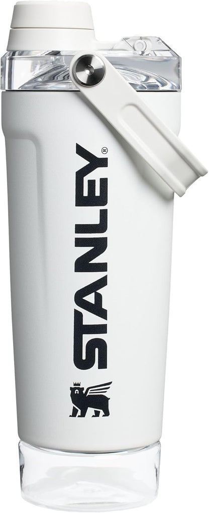 STANLEY Vitalize Shaker Bottle 20 oz - Leakproof Insulated Stainless Steel Cup | Fast Flow Lid & Base Storage | BPA-Free | Chalk