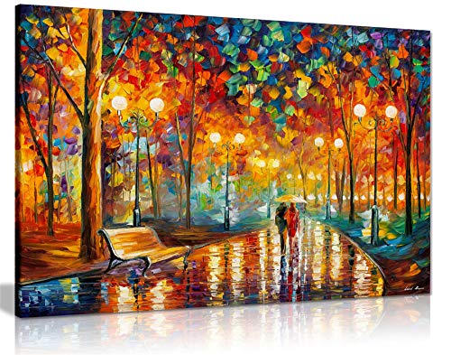 Rains Rustle II by Leonid Afremov Canvas Wall Art Picture Print for Home Decor (24x16)