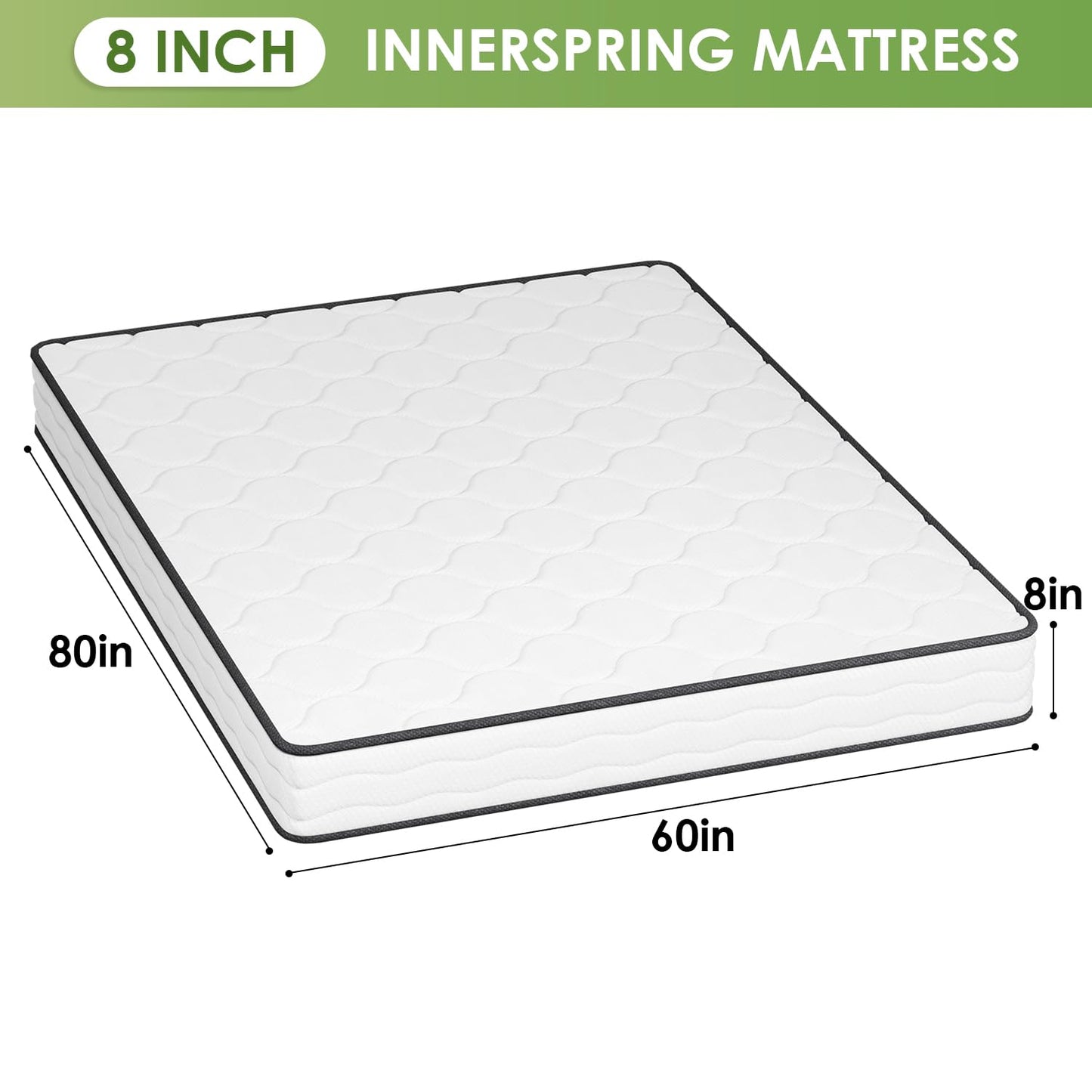 PayLessHere | 8 Inch Queen Mattress | Medium Firm Hybrid Mattress | White | with High-Density Foam and Breathable Cover | Pocket Spring Design, Pressure Relief | Bed in a Box, CertiPUR-US Certified
