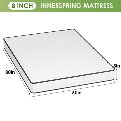 PayLessHere | 8 Inch Queen Mattress | Medium Firm Hybrid Mattress | White | with High-Density Foam and Breathable Cover | Pocket Spring Design, Pressure Relief | Bed in a Box, CertiPUR-US Certified
