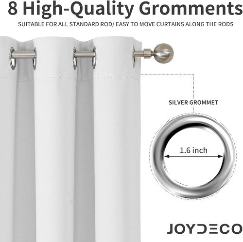 Joydeco 60% Blackout Curtains - Thermal Insulated Grommet Drapes for Bedroom | 84 Inch Length, Greyish White