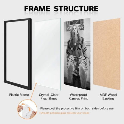 Funny Movie Bathroom Wall Art by Black Framed | Humorous Black and White Dumb and Dumber Poster - Canvas Print for Toilet Decor