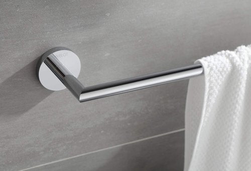 BUVELOT Towel Racks for Bathroom, Chrome Towel Bar, Wall Mounted Towel Holder, Modern Hotel Style Bath Towel Rail, Brass, 077070-CR Leo Series