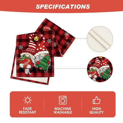 Artoid Mode Gnome Christmas Table Runner - 13x48 Inch, Red/Black