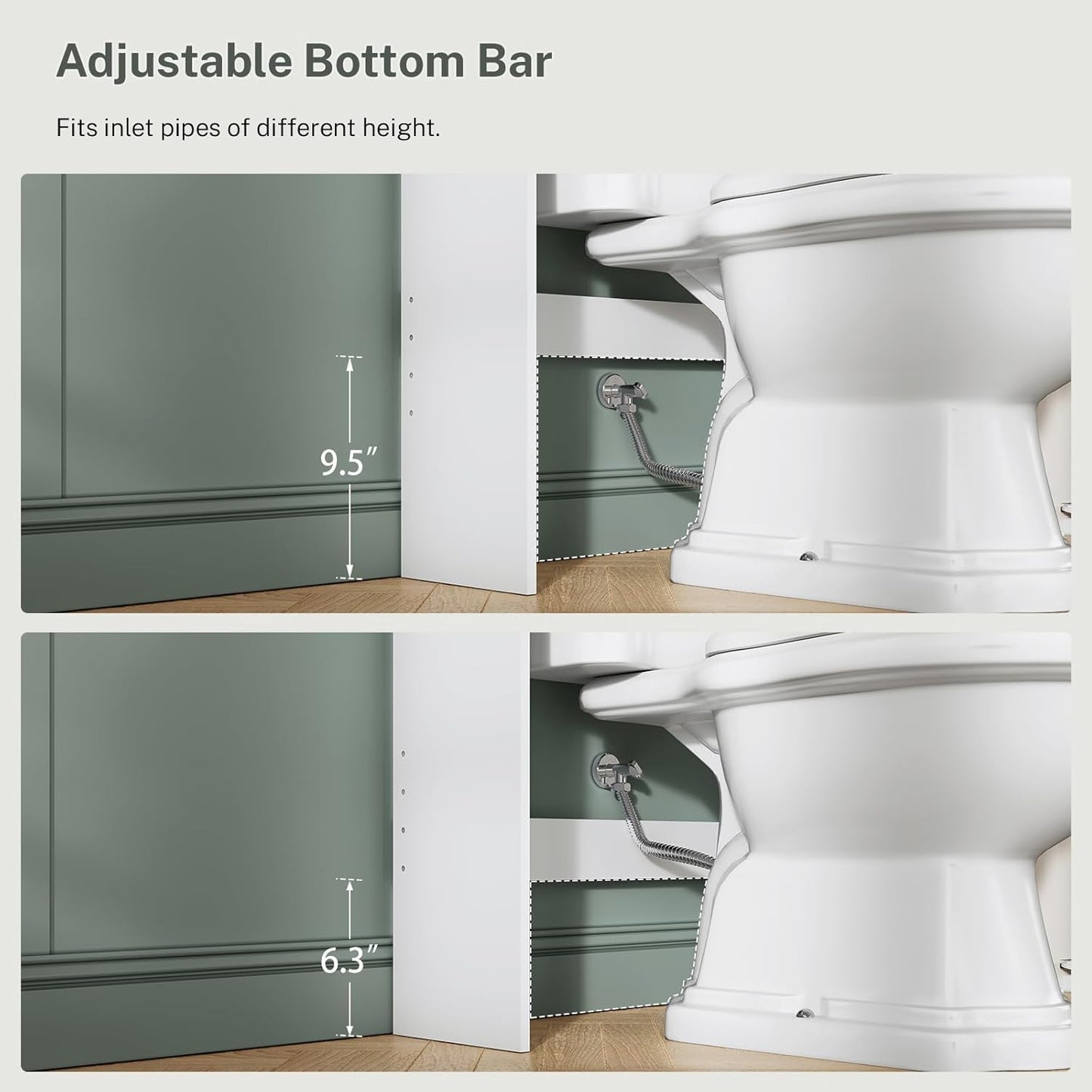 TEENFON Over The Toilet Storage Cabinet - Extra Tall Bathroom Organizer with 4 Open Shelves & 2 Barn Doors | White