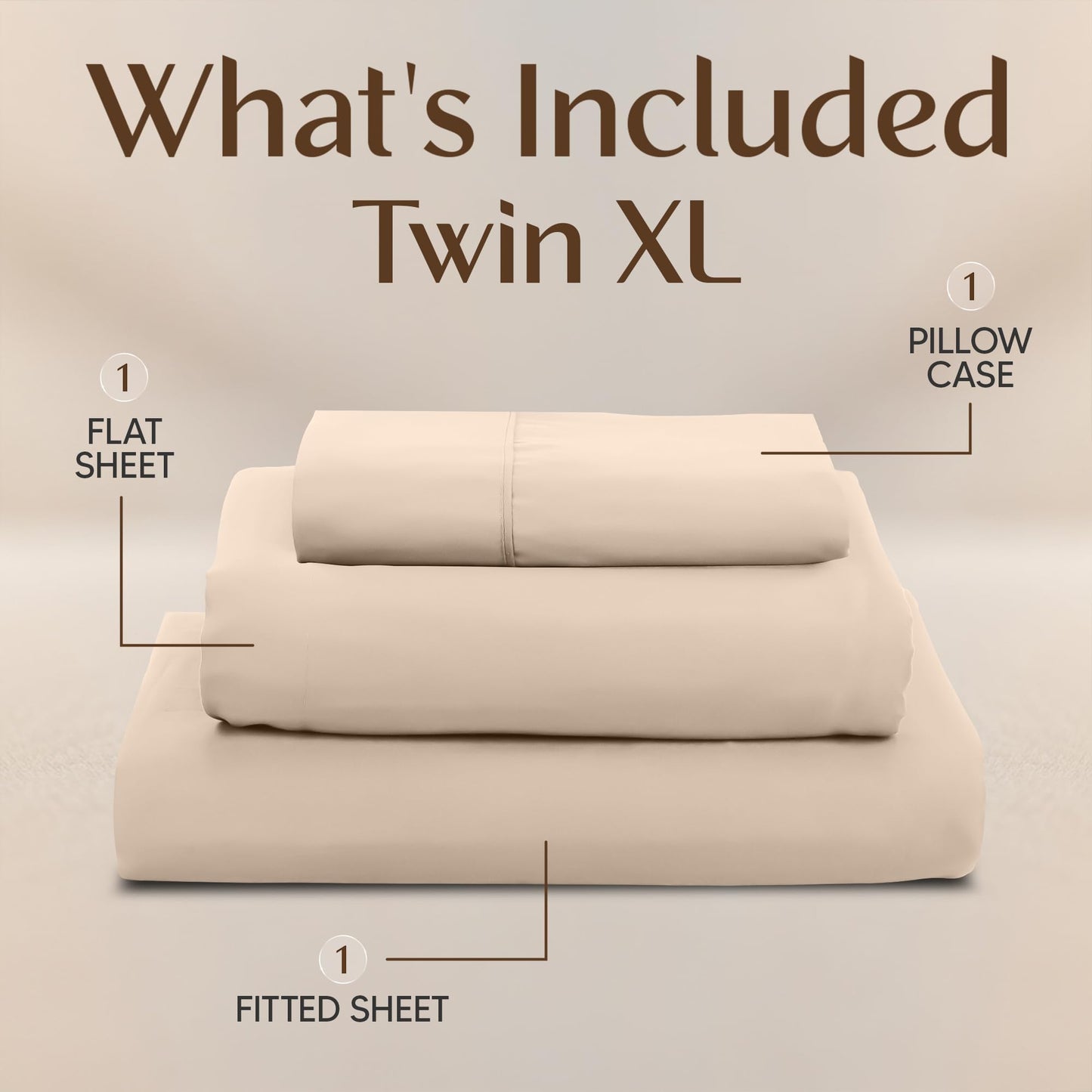 Utopia Bedding Twin XL Sheet Set – 3 Piece Bed Sheets for Twin XL Size Bed, Soft and Breathable Microfiber, Includes 1 Fitted Sheet, 1 Flat Sheet and 1 Pillowcase – Oeko Tex (Beige)