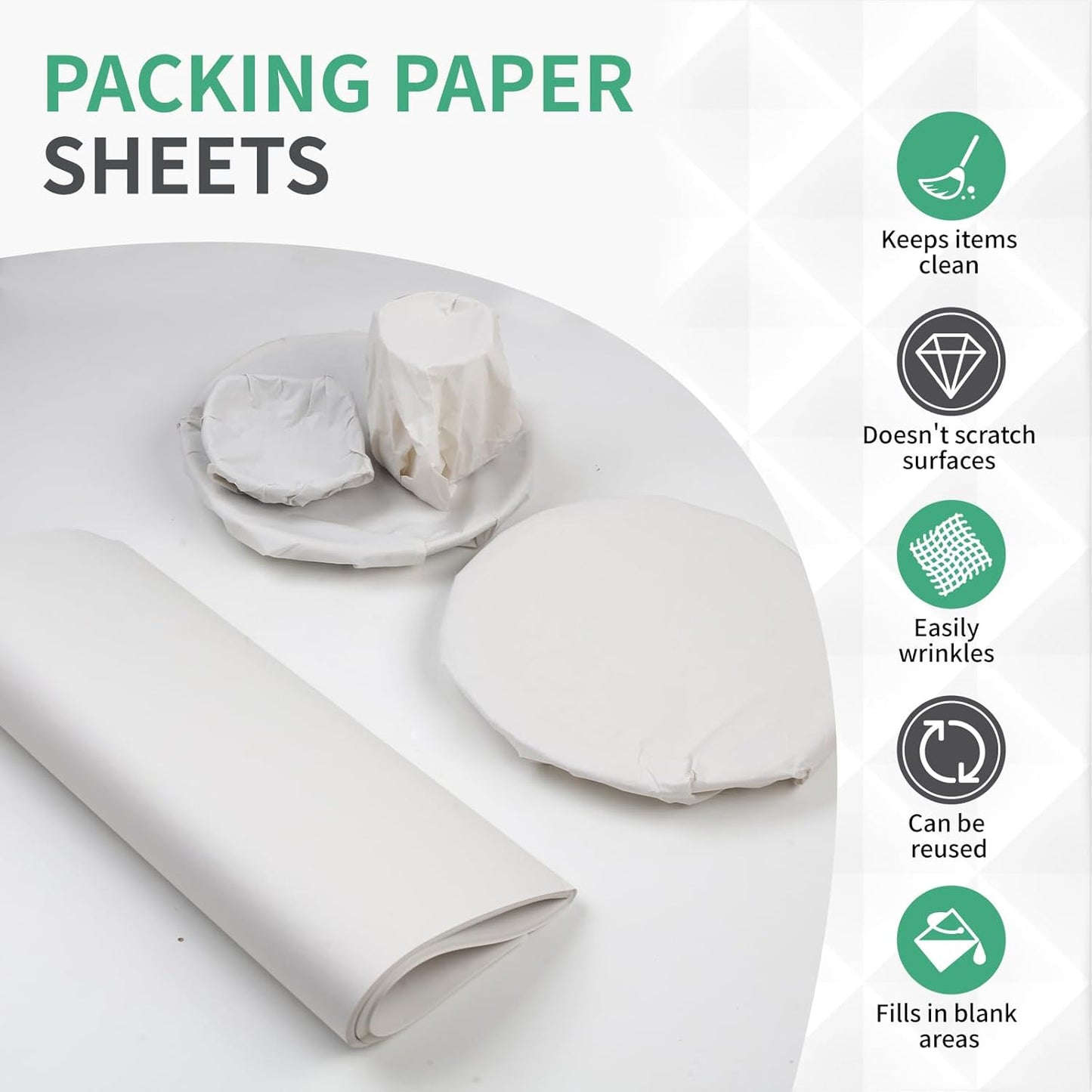Packing Paper Sheets - 14" x 22" Newsprint for Moving & Shipping | 52 Sheets for Fragile Item Protection
