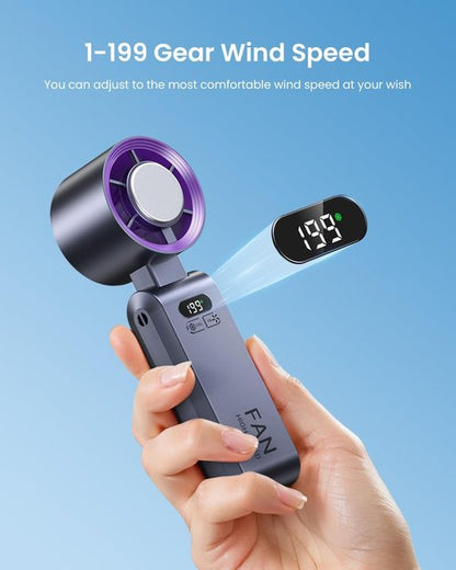 Kimguard Handheld Turbo Fan - Portable Ice Cooler with 20000 RPM Speed | Rechargeable Personal Fan in Purple