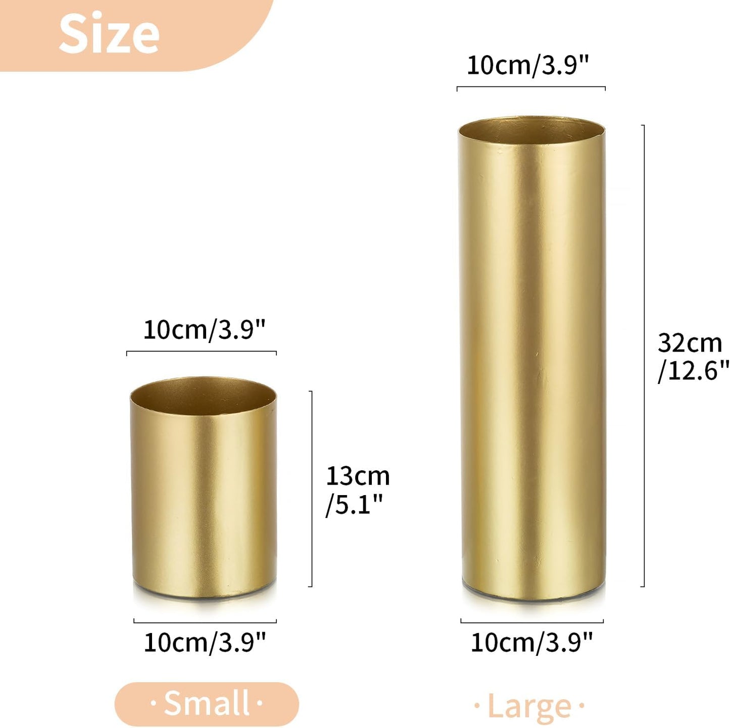 NUPTIO Gold Flower Vases - 6 Pcs 5.1 Inch Tall Metal Centerpieces for Wedding Table Decorations
