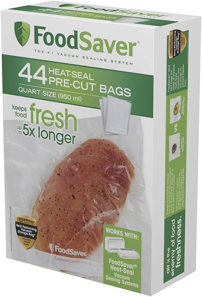 FoodSaver 1-Quart Precut Heat-Seal Bags - 44 Count, Frustration-Free Packaging