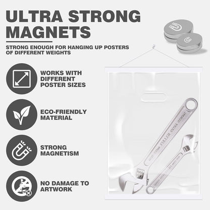 Ywlake Magnetic Poster Hanger - 9" Wooden Frame for Canvas Art & Maps | Easy Wall Display