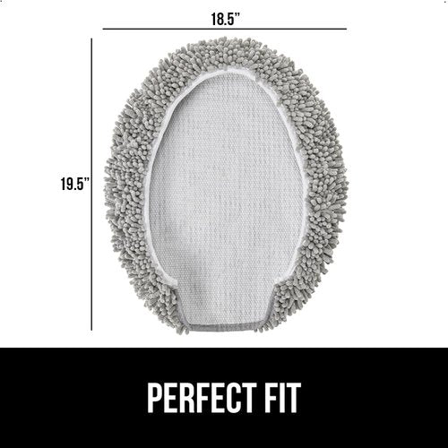 GORILLA GRIP Soft Chenille Bathroom Toilet Lid Cover, Machine Washable Seat Covers, 19.5x18.5, Stays in Place Rubber Backing, Fits Most Round, Elongated and Oblong Lids, Accessories Decor, Grey