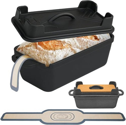 Cast Iron Combo Cooker by [Brand Name] - 2.5QT Pre-Seasoned Dutch Oven & Grill Pan | Versatile Skillet for Baking & Searing