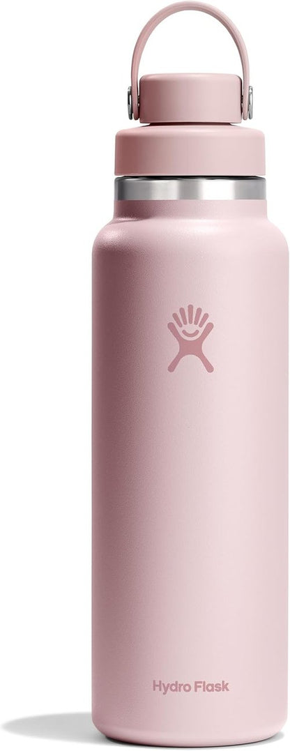 Hydro Flask Water Bottle - Insulated Stainless Steel - 40 Oz Wide Mouth Chug Lid in Tonal Trillium Pink