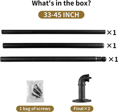 Industrial Curtain Rods - Blackout Wrap Around Design for Windows 28-48 Inches | 7/8 Inch Diameter