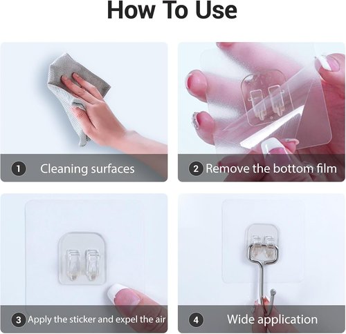 Adhesive Hooks - Waterproof Self-Adhesive Wall Hooks for Bathroom & Kitchen | 18 Pack, 40 lb Capacity