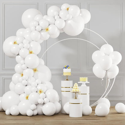 RUBFAC White Balloons - 105pcs in 5/10/12/18 Inch Sizes | Perfect for Party Decorations & Celebrations