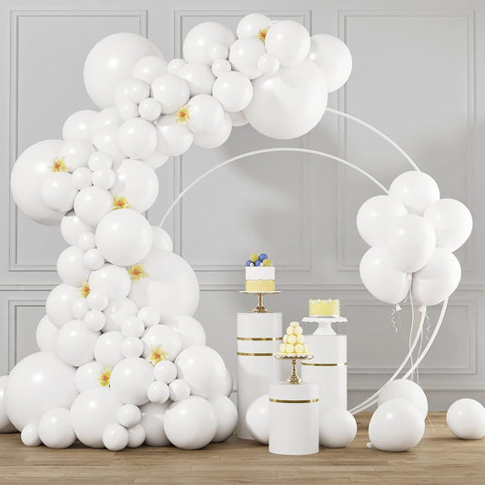 RUBFAC White Balloons - 105pcs in 5/10/12/18 Inch Sizes | Perfect for Party Decorations & Celebrations